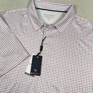 Maelreg Performance Polo Shirt Men XL Check Plaid Golf Casual Travel Stretch NWT